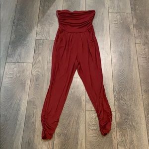 Burgundy Red Romper jumpsuit strapless